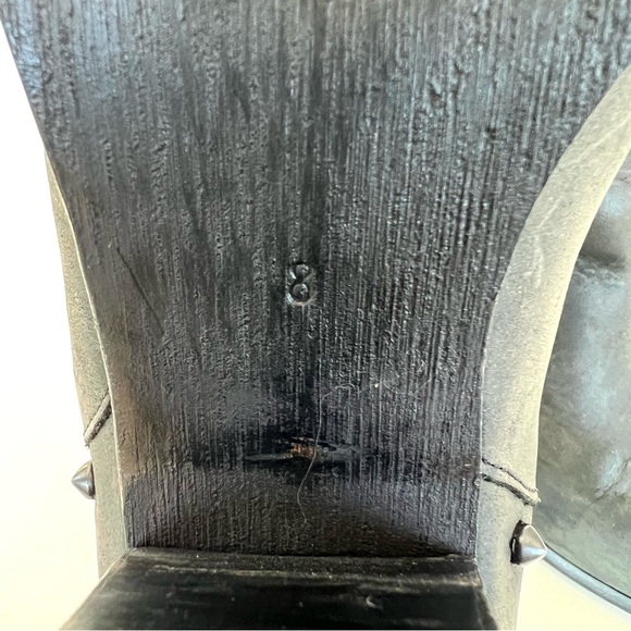 STEVE MADEN Acedd Black Leather Gunmetal Studded Distress Moto Ankle Boots Sz 8 - Picture 9 of 12